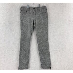 Free People Jeans Womens Size 26 Gray Denim Lace Print‎ Mid-Rise Ankle Zipper